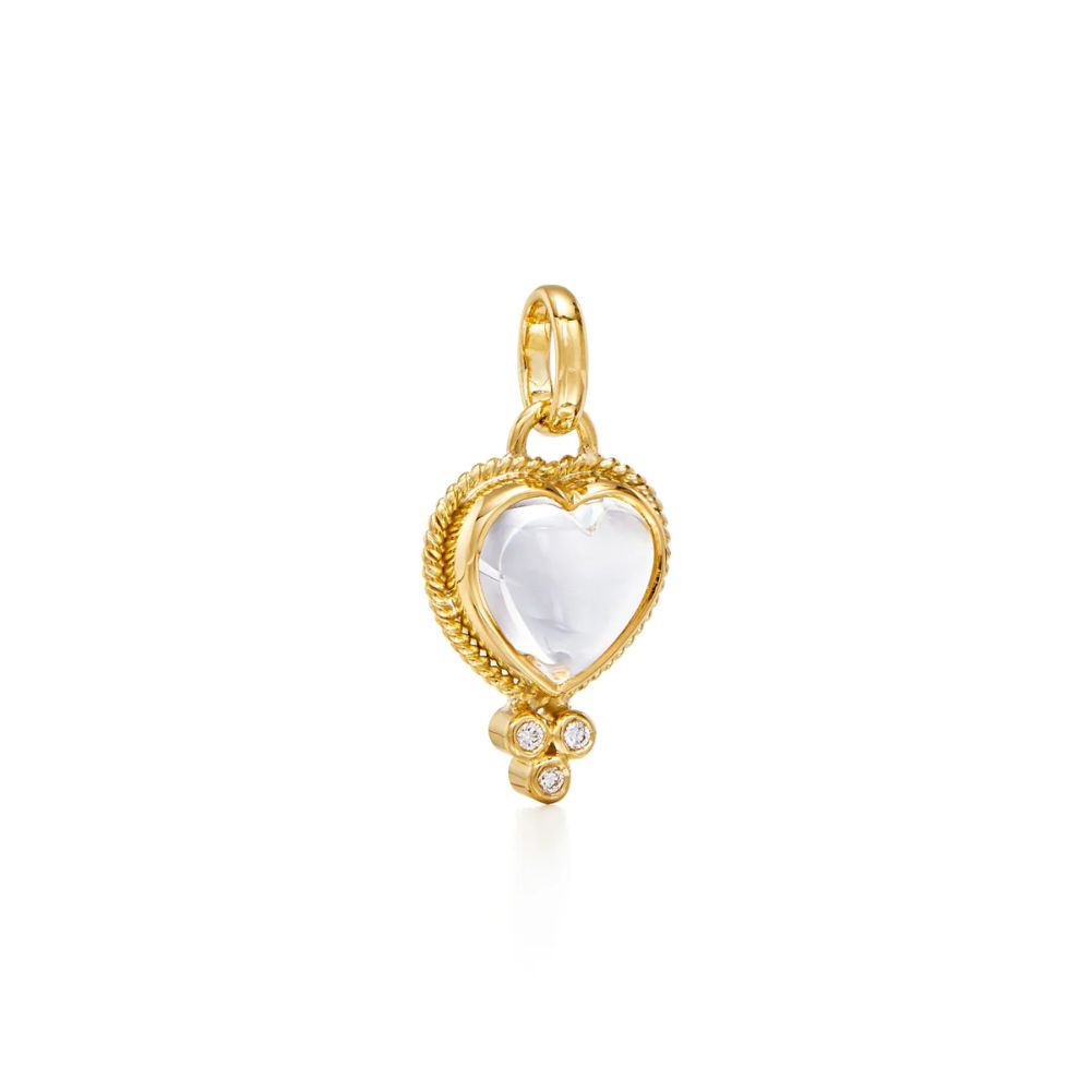 Temple St. Clair 18k Yellow Gold Small Rock Crystal Heart Charm